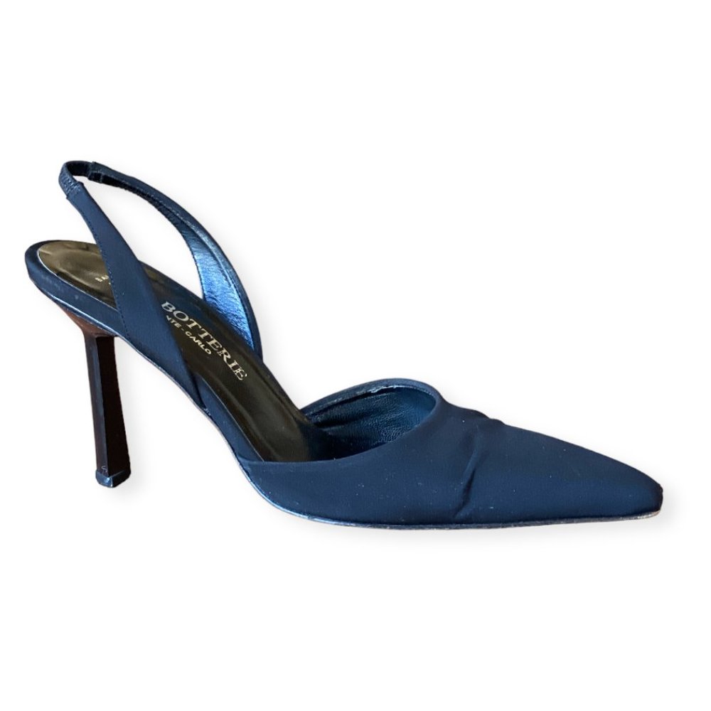 La Botterie Monte Carlo Black Pointed Toe Sling Back